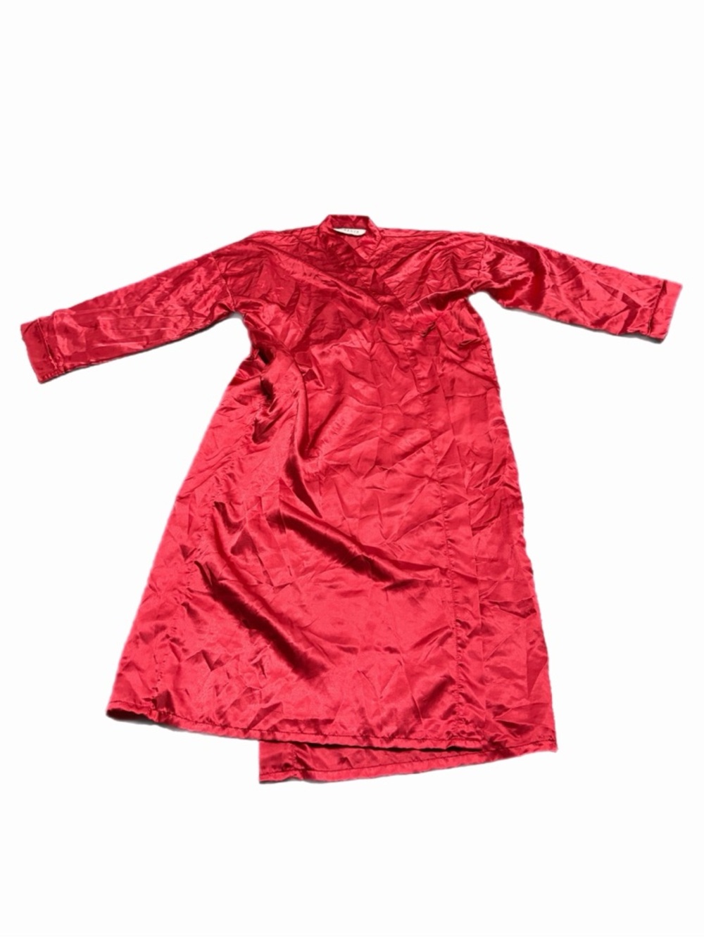 90s French Euro Vintage Samanta Satin Maxi Robe (Red) One Size